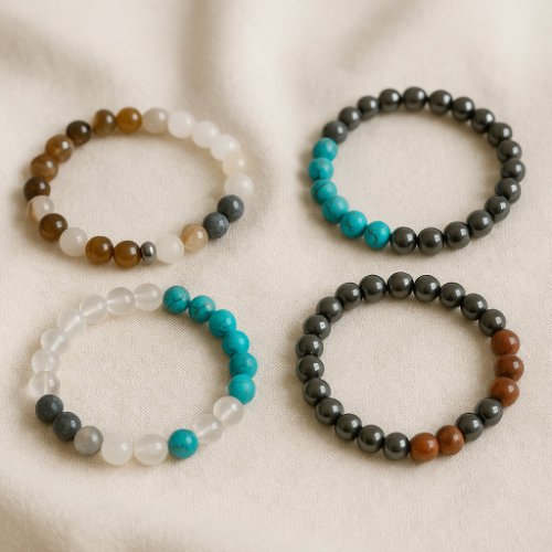 Four natural stone bracelets