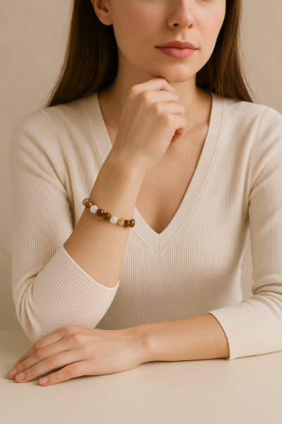Woman showing her bracelet