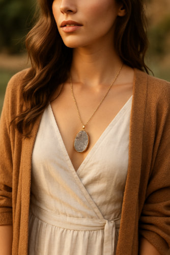 Middle aged woman with druze jewel